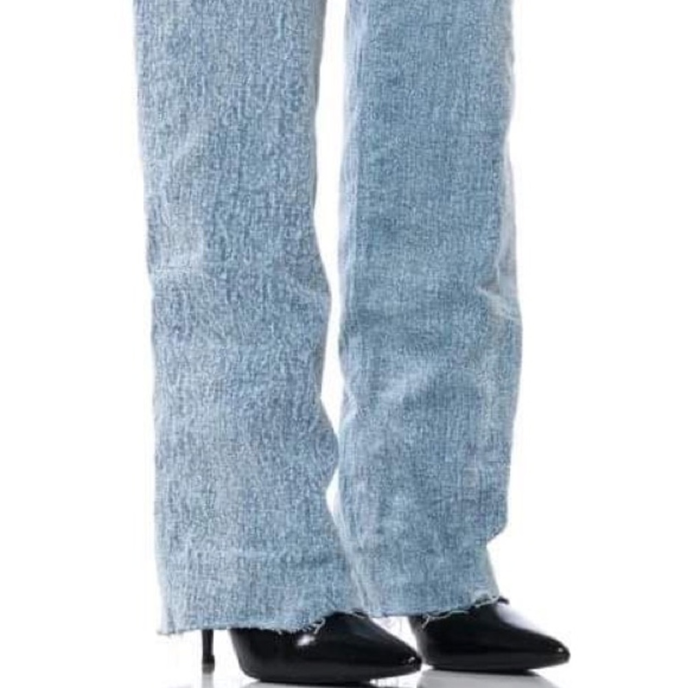 Under the knee denim overlay boot.